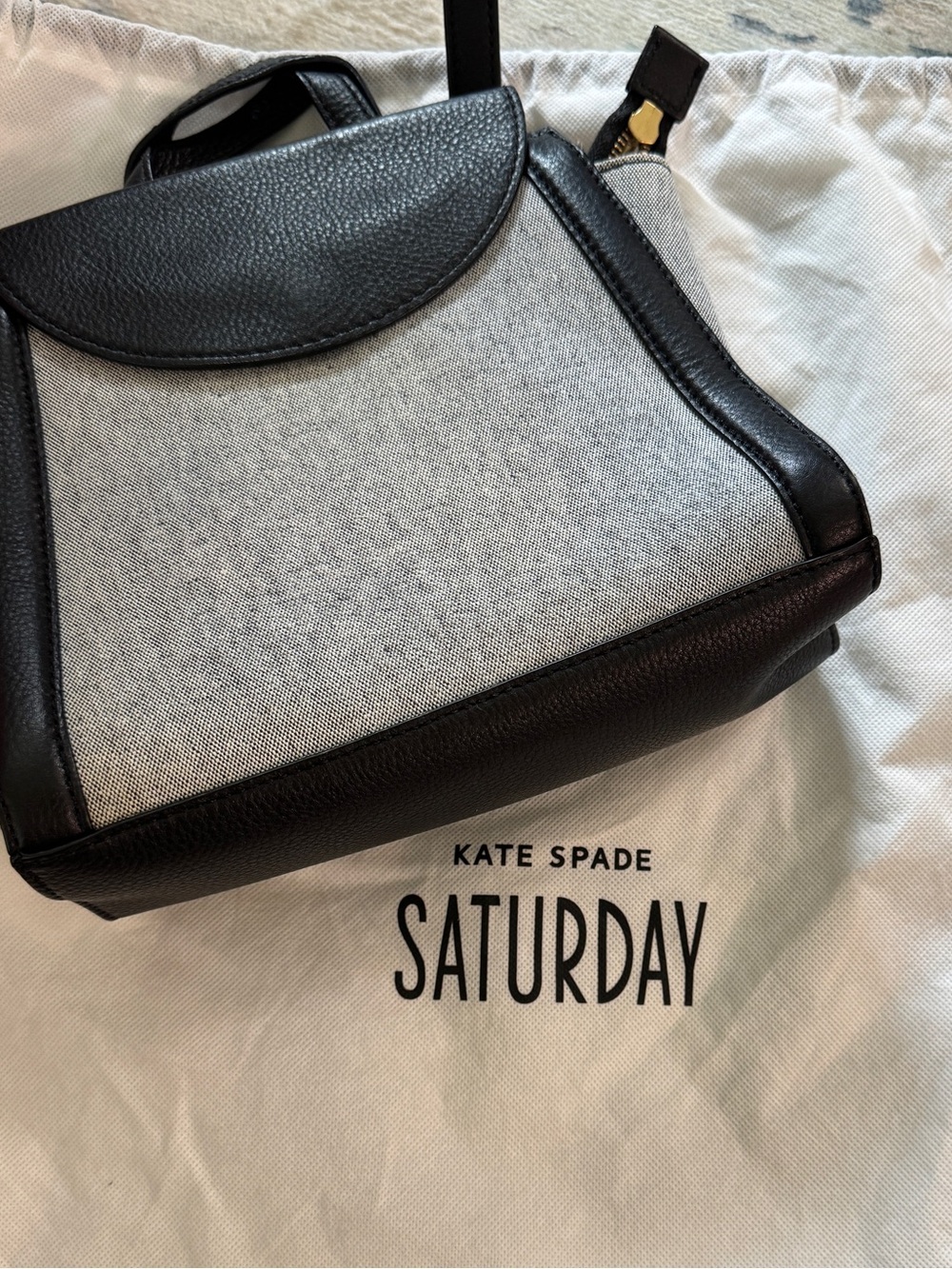 Black and Gray Canvas Leather Crossbody